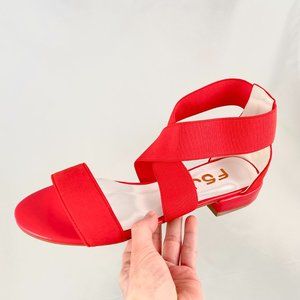 CUTE Red Low Heel Sandals Cross Strap Pumps Flats